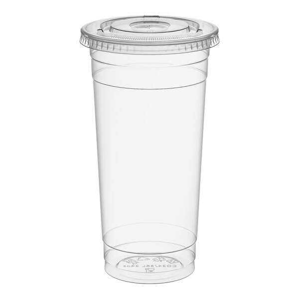 Choice Heavy Duty 24 oz. Heavy Weight Clear PET Plastic Cold Cup with Flat Lid - 50/Pack