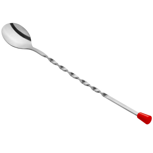 American Metalcraft 510K 10" Stainless Steel Twisted Bar Spoon with Red