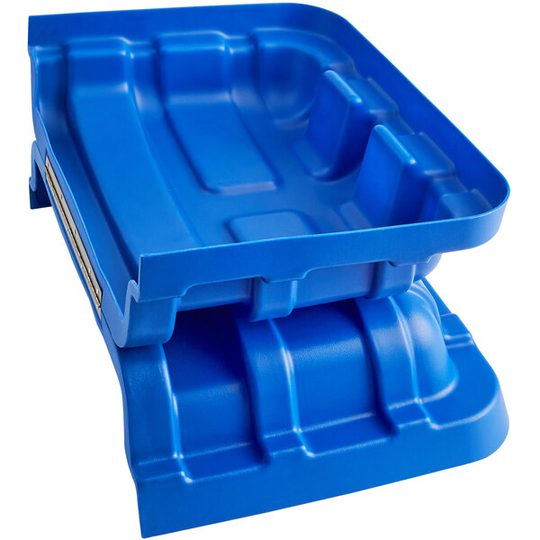 A blue plastic container with a handle.