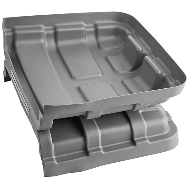 A gray plastic lid for a Lavex cube truck.