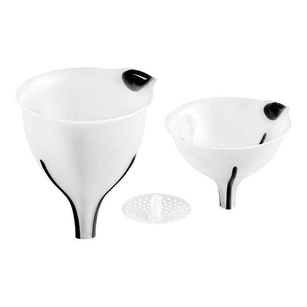 OXO Good Grips 3-Piece Multi-Purpose 4 1/2" Plastic Funnel Set with Detachable Strainer 1047091