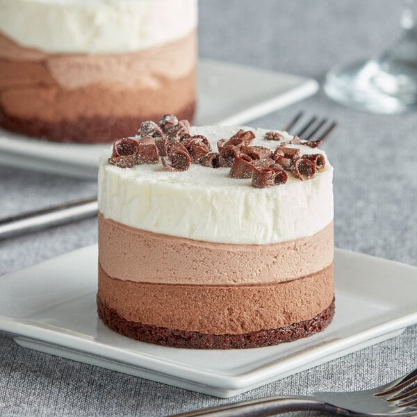Annie's chocolate cake with chocolate chips on top.