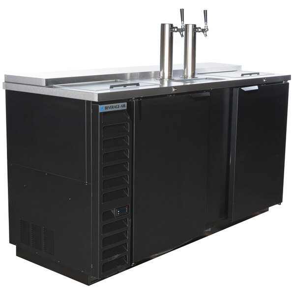 A black Beverage-Air wine kegerator with two taps.