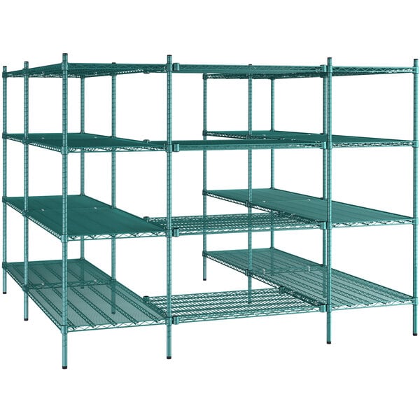 x 42 inch Basements. Kitchen 14 inch posts Shop Catering Childrens Shelters Warehouse NSF Green Epoxy 4-Shelf Kit with 64 inch Restaurants Useful at Home Garage Offices