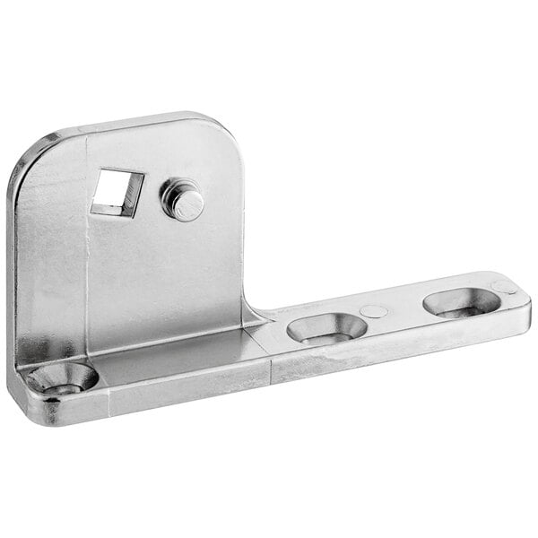 A stainless steel bottom right hinge for an Avantco reach-in.