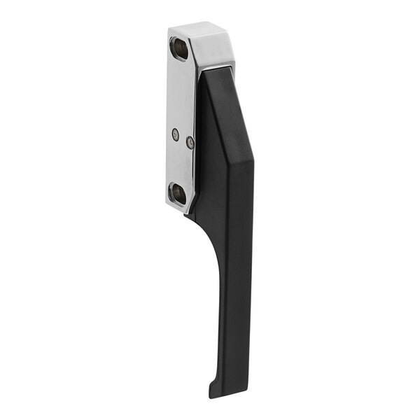 A close-up of a black and silver ServIt door handle.