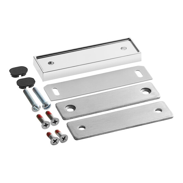 A stainless steel ServIt door handle and hardware kit.