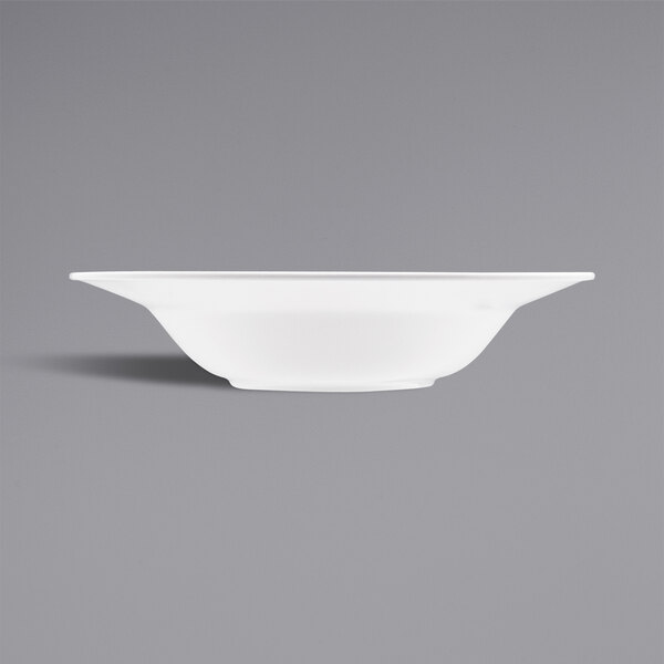 A white Fortessa Ilona pasta bowl with a wide rim.