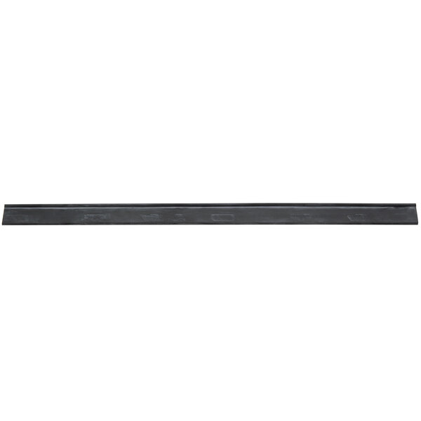 A black metal bar with a black rubber strip on each end.
