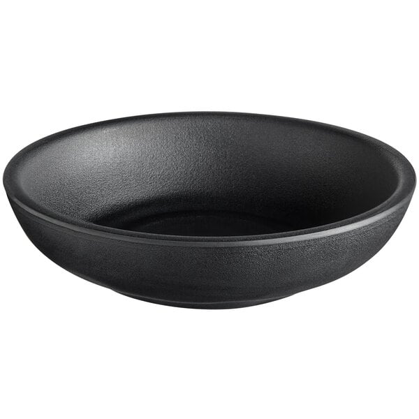 A black GET Nara melamine ramekin with a white background.