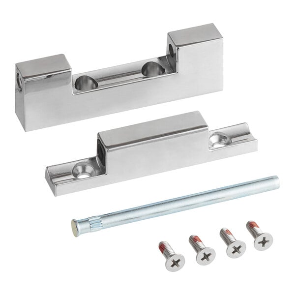 Stainless steel ServIt hinge and screws for a holding or proofing cabinet door.