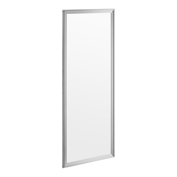 A rectangular clear door with a silver frame.