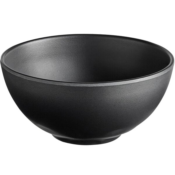 A black GET Nara melamine bowl.