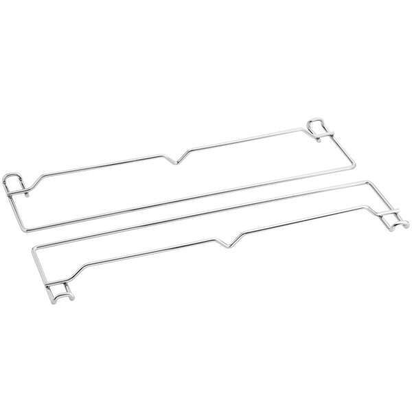 A pair of metal brackets with metal slides.
