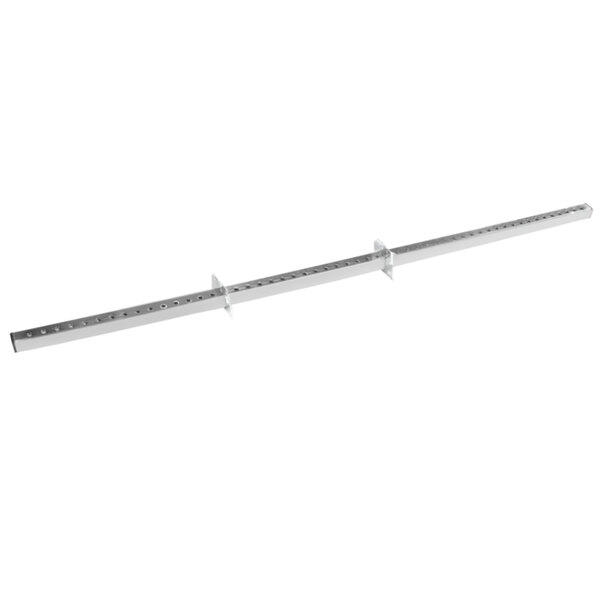 A long white metal bar with pegs.