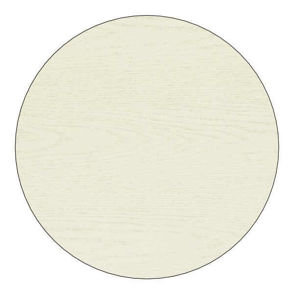 A 30-inch round reversible table top with a white birch and ash laminated finish.