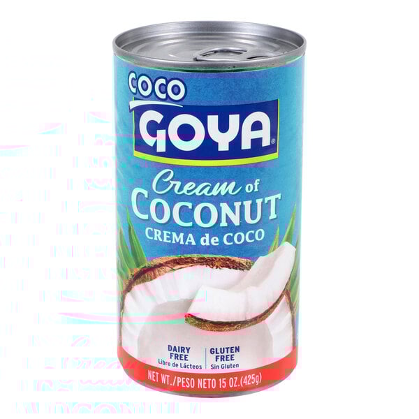 A 15 oz. can of Goya Cream of Coconut.