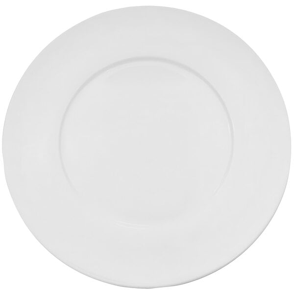 A CAC Paris white porcelain plate with a round edge.