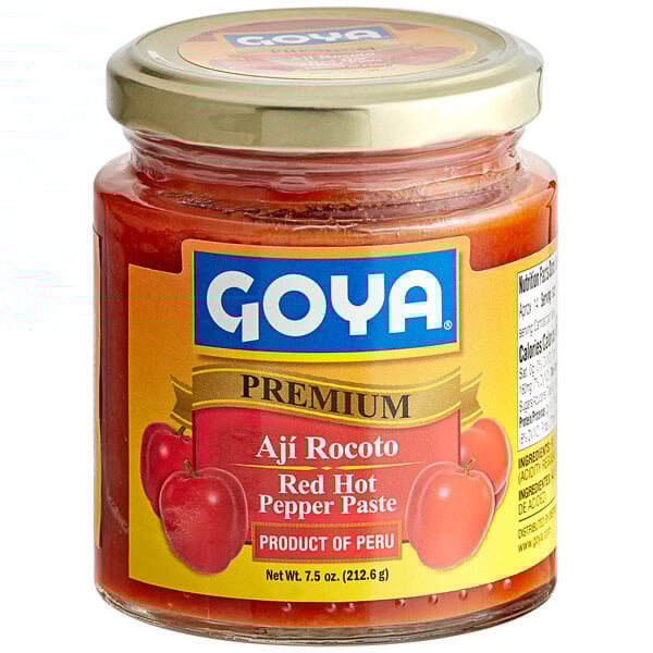 A case of 12 Goya Aji Rocoto red hot pepper paste jars.