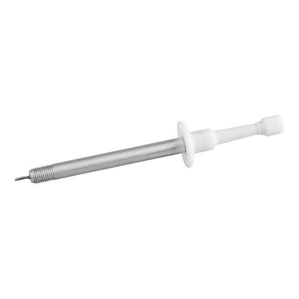 A metal and plastic paddle guide shaft component.