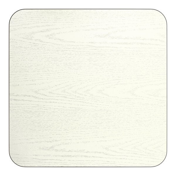 A square reversible laminated table top with a white birch wood grain finish.