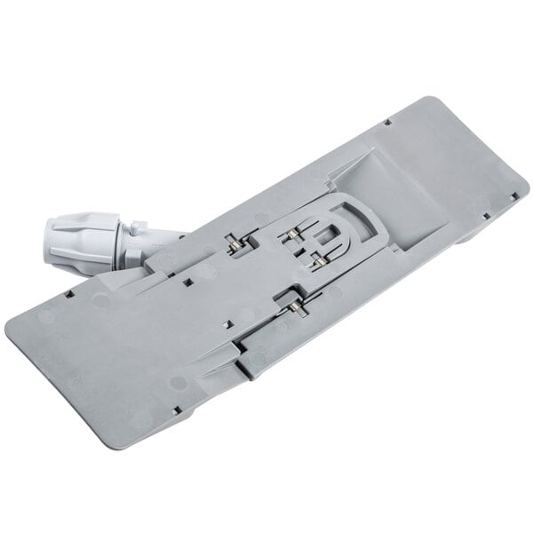 A grey plastic Unger SmartColor flat mop holder with a white handle.