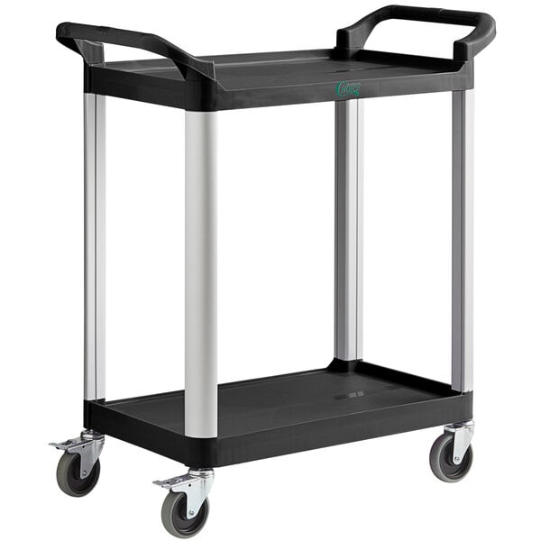 Choice Black Utility / Bussing Cart with Three Shelves - 32 x 16