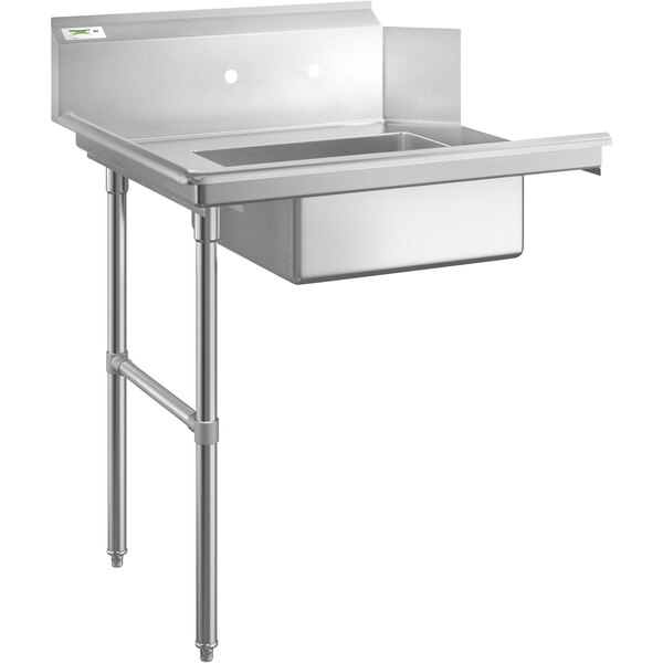 A Regency stainless steel soiled dish table with a left drainboard.