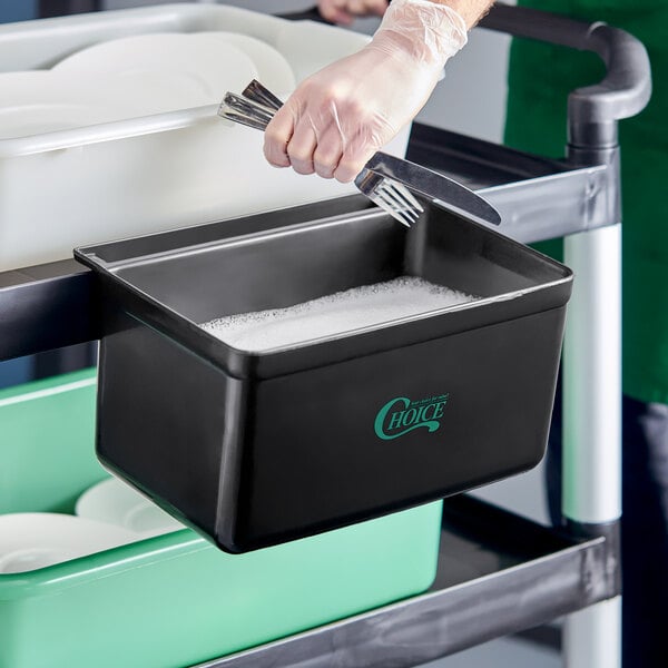 Choice 2.5 Gallon Black Refuse Bin for Utility / Bussing Cart