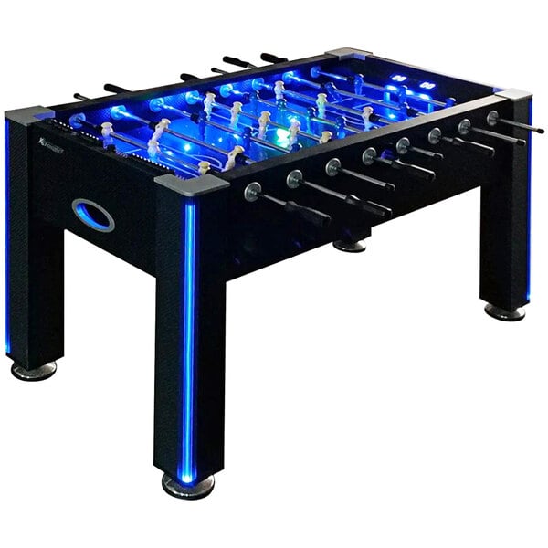 Atomic G01344W Azure 58 1/4" Black Foosball Table with LED Lighting and