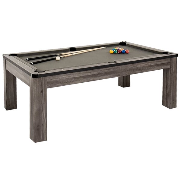 Atomic G05302w Hampton 7 Gray Wood, Pool Table With Dining Top And Benches