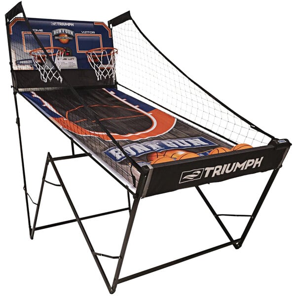 A Triumph basketball hoop with net.