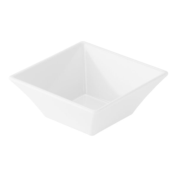 A white, square-shaped bowl with a modern design.