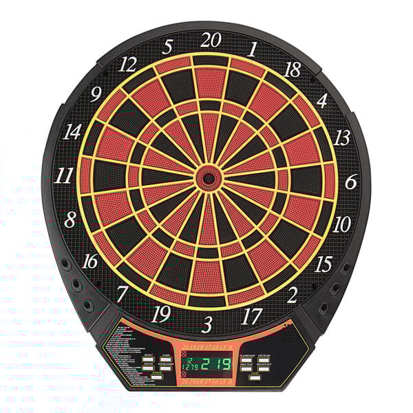a dart board with numbers and a digital display