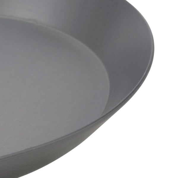 An American Metalcraft hard coat anodized aluminum pizza cutter pan with a handle.