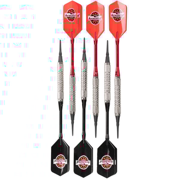 An Arachnid Cricket Master 300 electronic dartboard in a red box with a black and white logo.