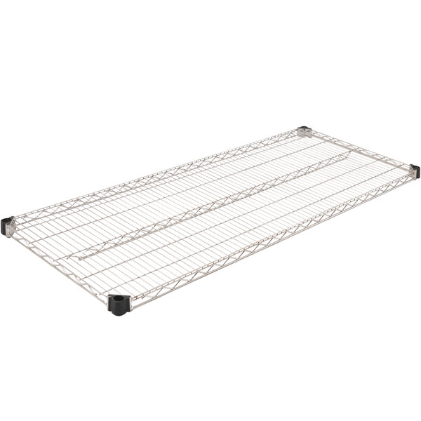A close-up of an Eagle Group chrome wire shelf.