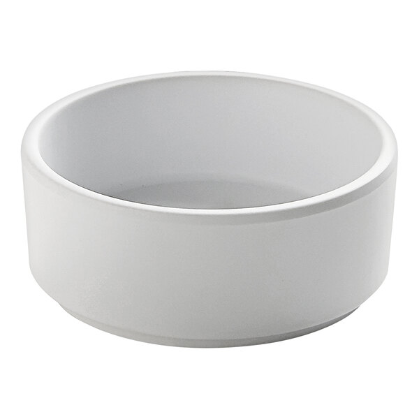A white Cal-Mil straight sided ramekin on a white background.
