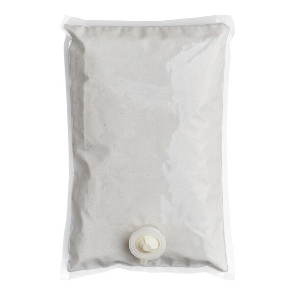A white plastic bag with a white circular cap.