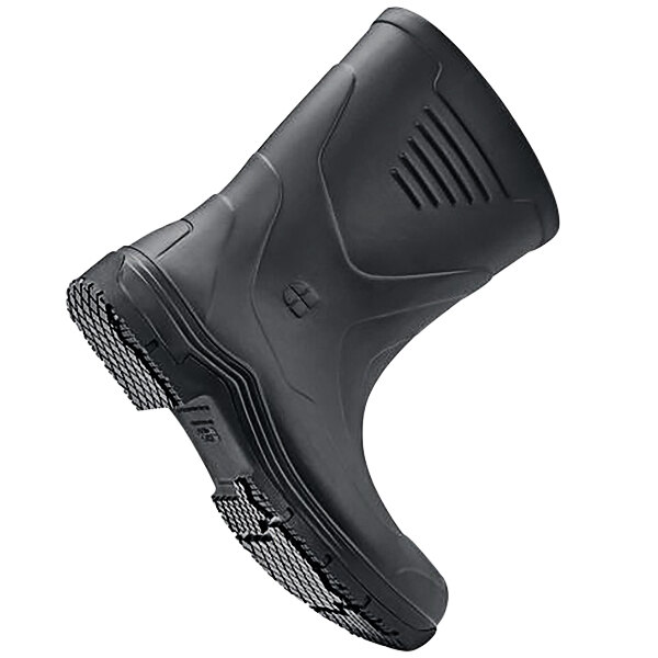 A black rubber Shoes for Crews Bullfrog II work boot on a white background.