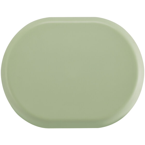 A white oval Cal-Mil melamine platter with raised rims.