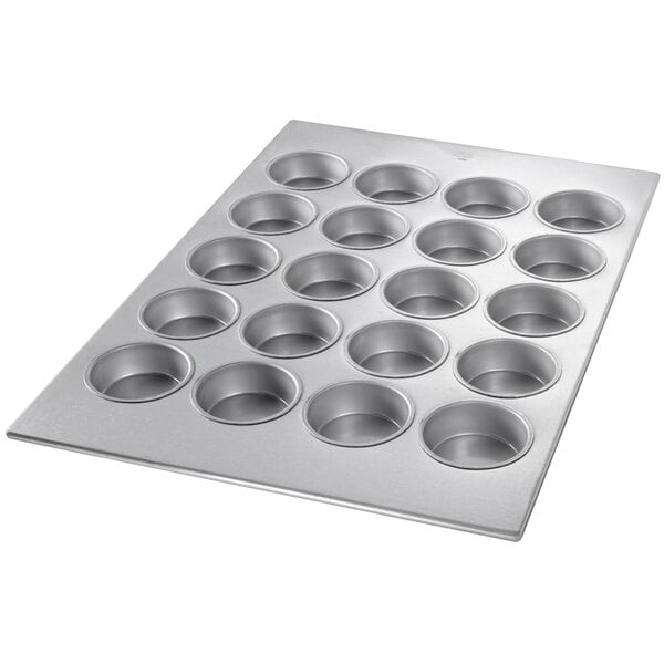 A Chicago Metallic jumbo muffin pan with 20 cupcake holes.