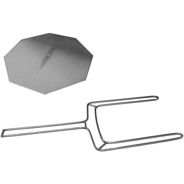 A metal Heat Seal platform disc with a metal handle.