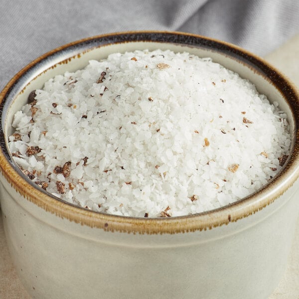 A bowl of Badia Black Truffle Sea Salt.