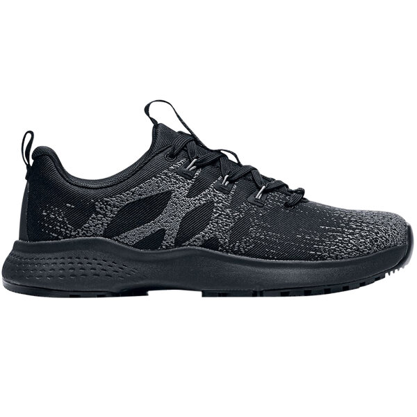 A black and grey Shoes For Crews Heather II non-slip athletic shoe.