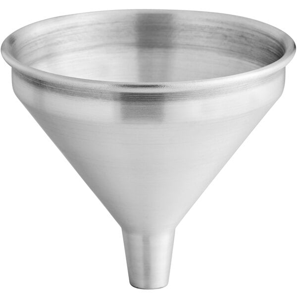 An American Metalcraft aluminum funnel with a white background.