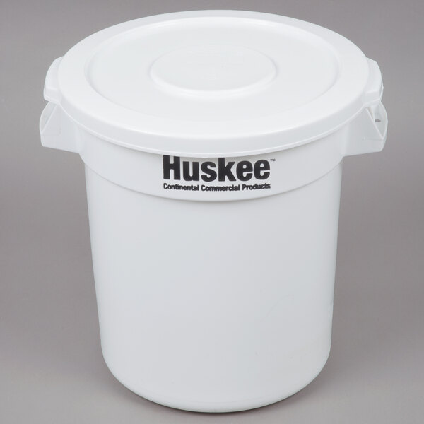 A white plastic Continental ingredient storage bin with a flat top lid.