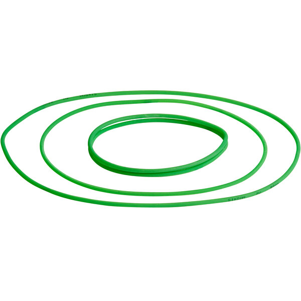 A green rubber ring and green plastic ring on a white background.