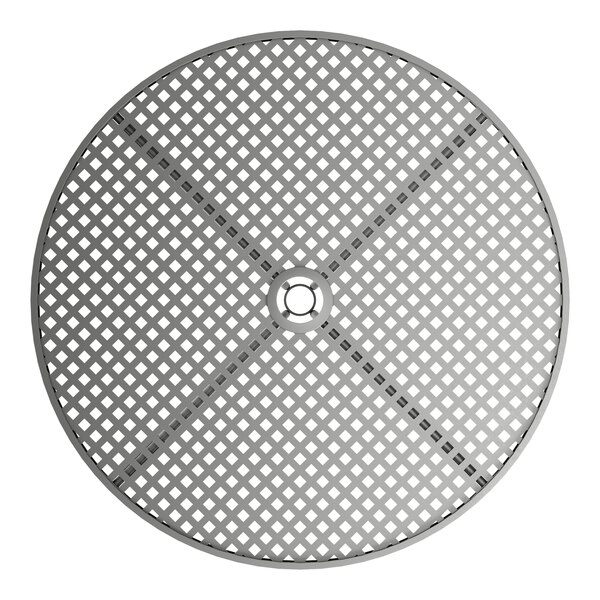 A Lancaster Table & Seating Harbor Gray outdoor table top with ornate legs.