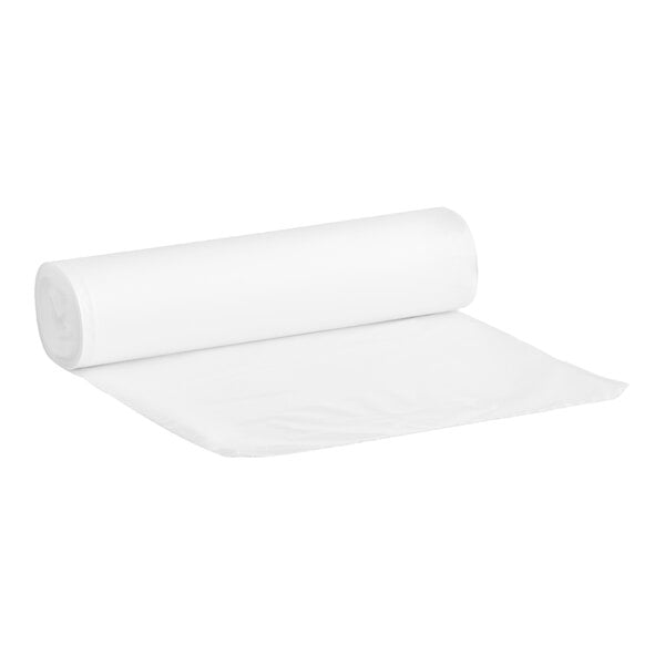 A roll of clear Lavex Hercules trash bags on a white background.